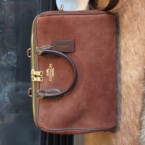 Coach Suede Large Rowan Bag Vintage Brown
